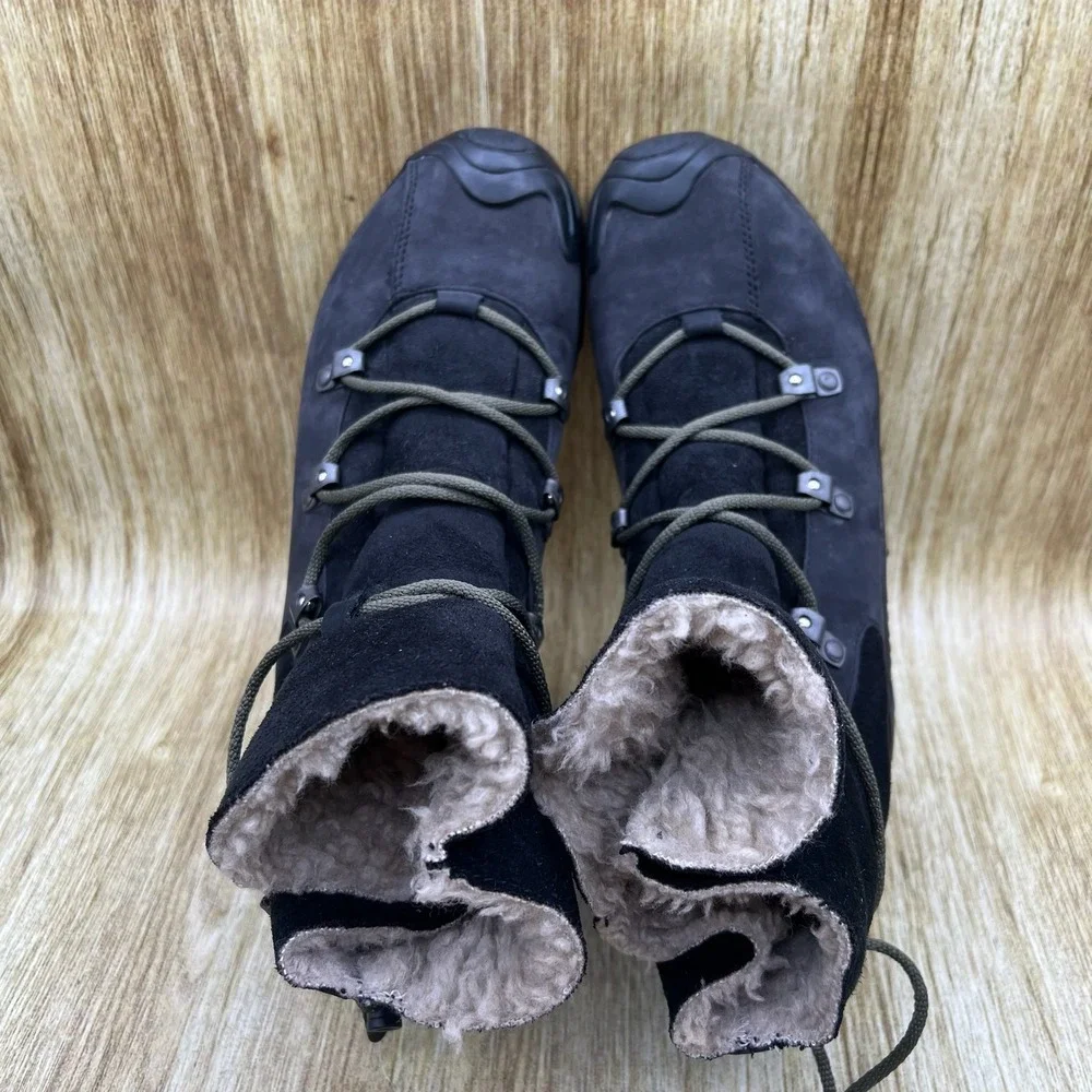 Merrell Forecast Tug Winter Boots Women's Size 8 Black Suede Faux Fur Lined